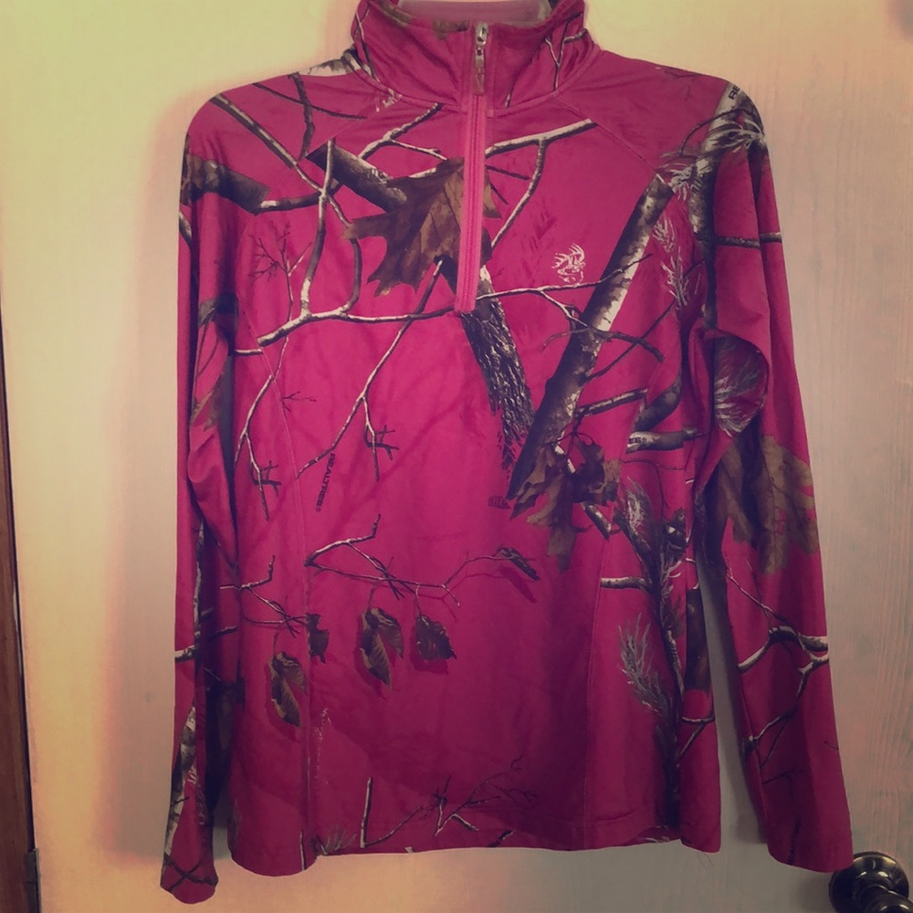 Pink and camouflage long sleeve thin jacket